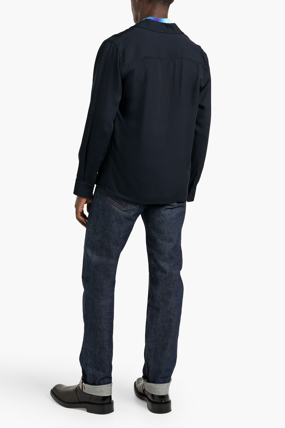 Sandro Crepe Jacket In Blue