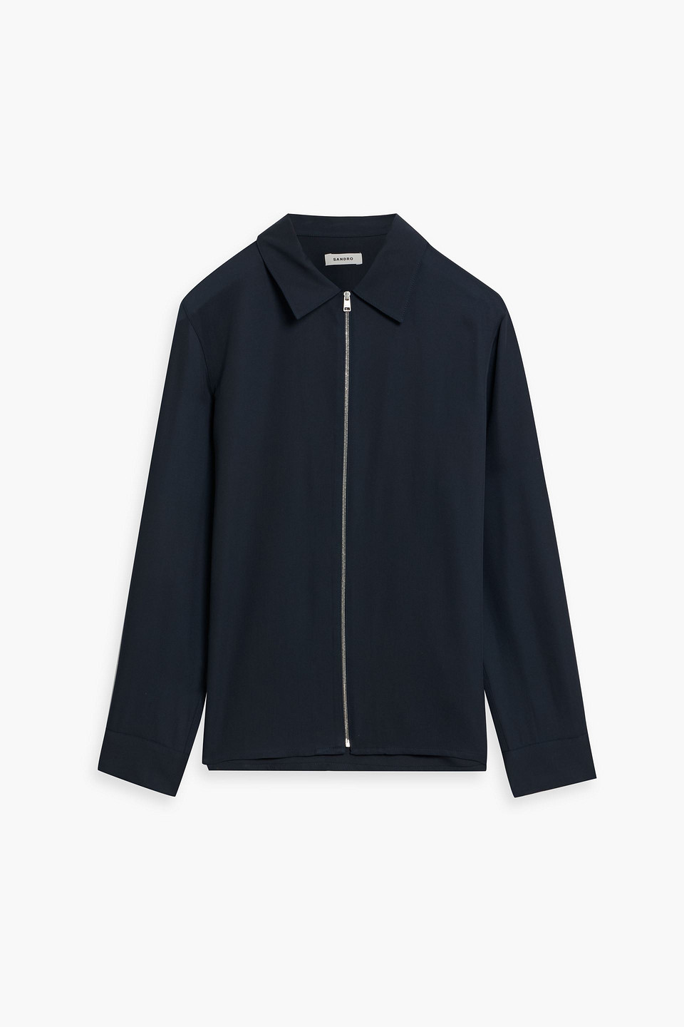 Sandro Crepe Jacket In Blue