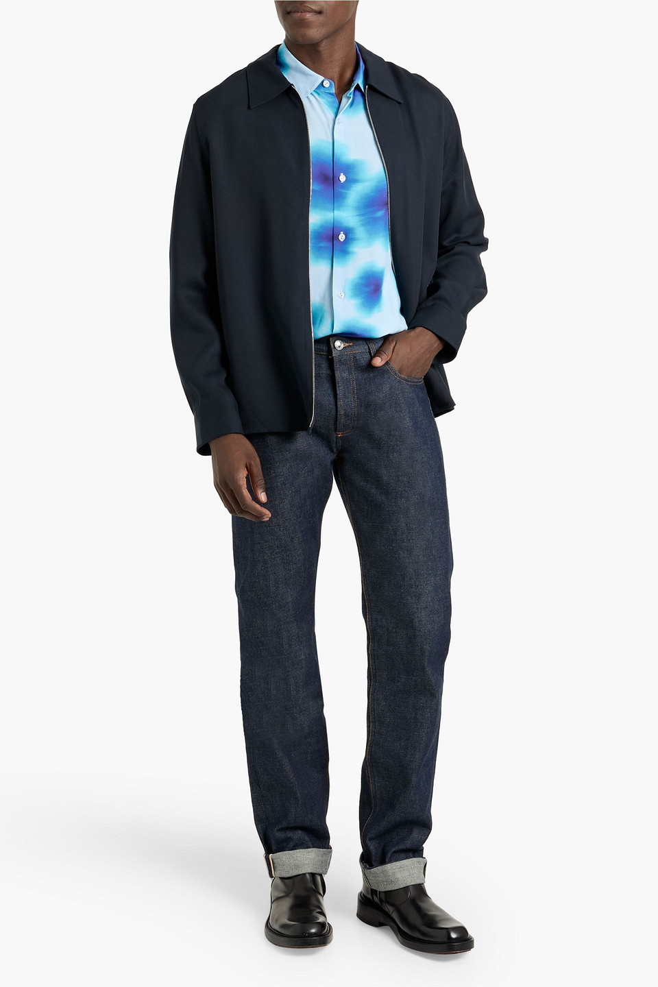 Sandro Crepe Jacket In Blue