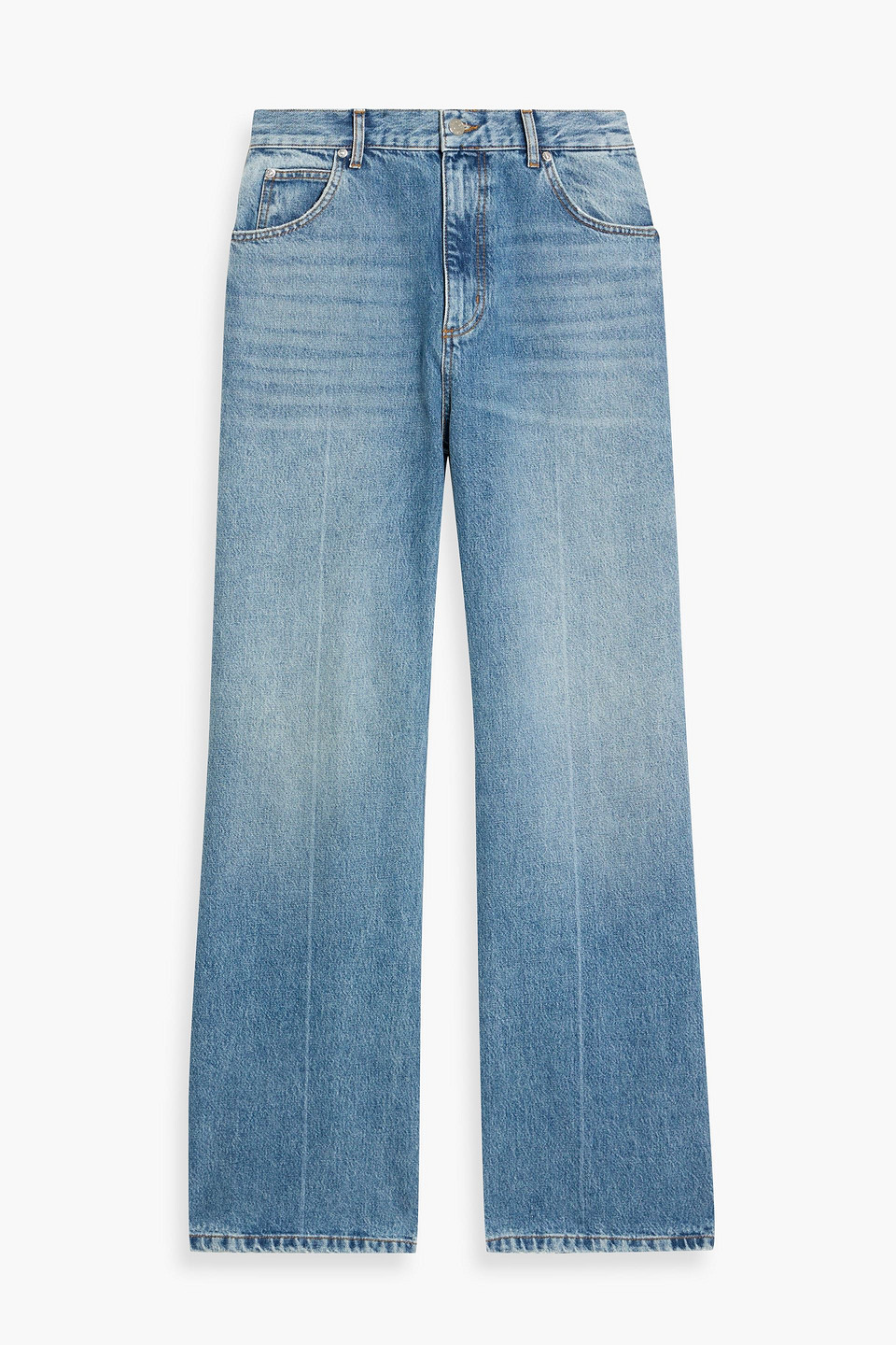 Sandro Faded High-rise Wide-leg Jeans In Blue