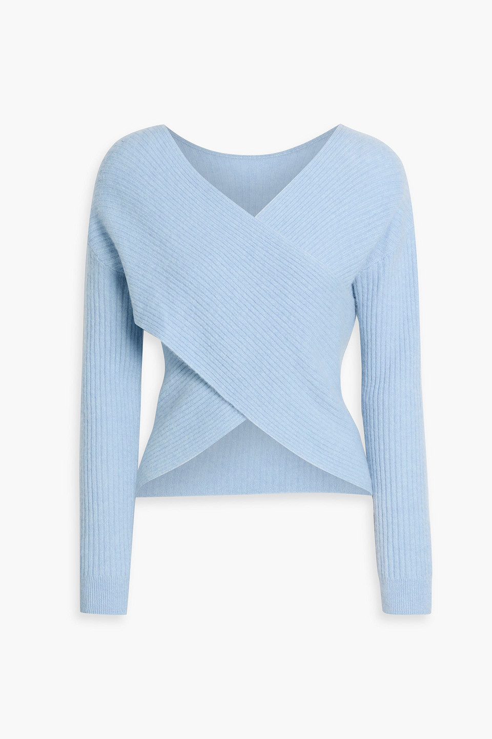 Naadam Wrap-effect Ribbed Cashmere Sweater In Blue