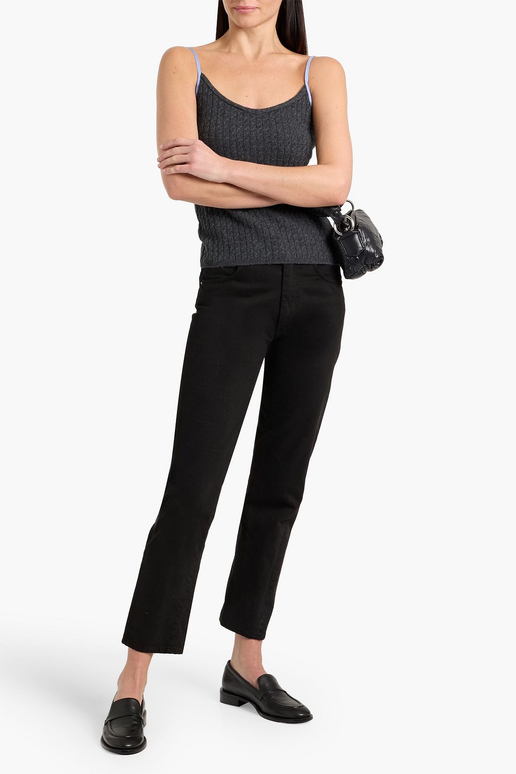 NAADAM Cotton Oxford-paneled cable-knit wool and cashmere-blend