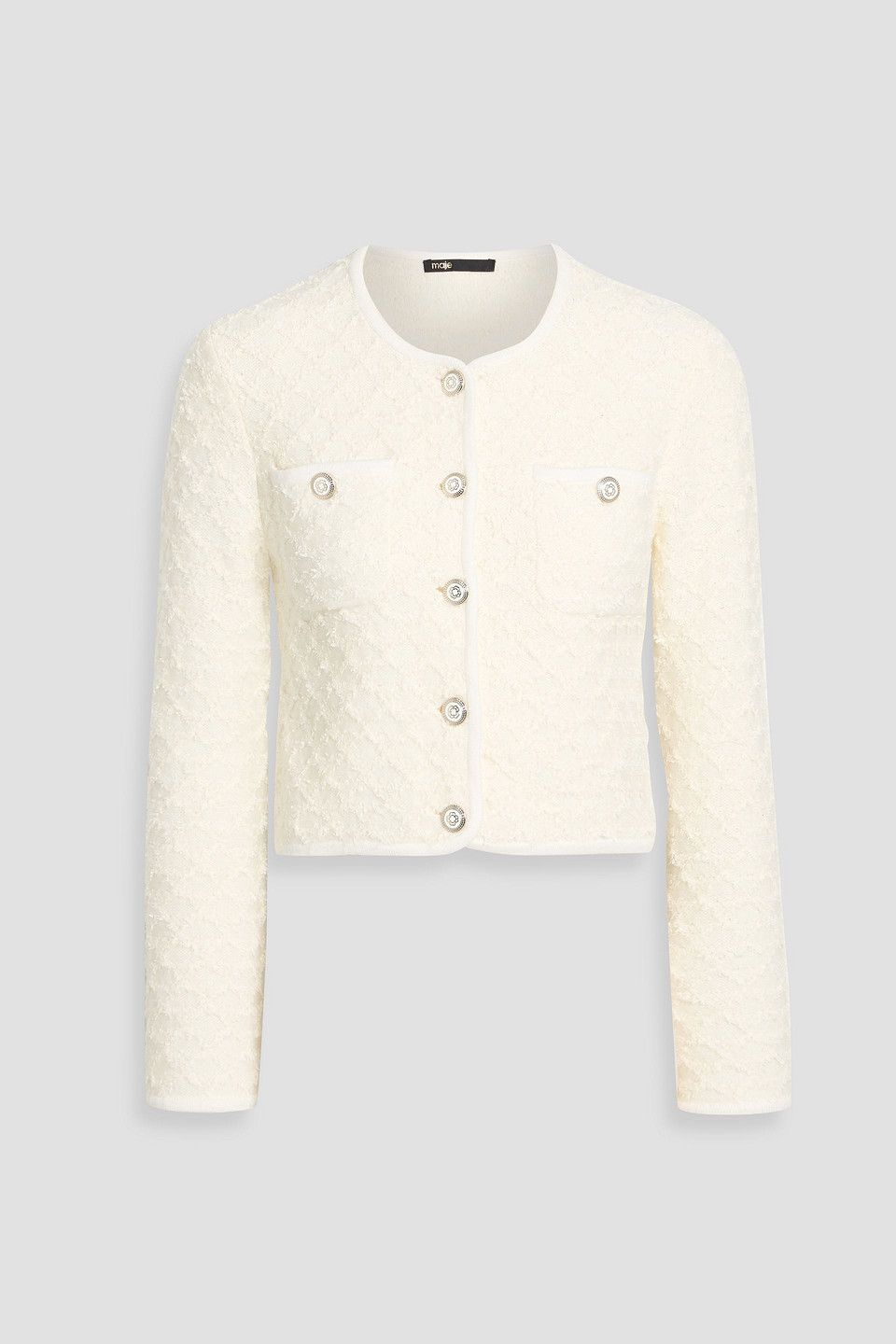 Maje Bouclé-knit Cardigan In White