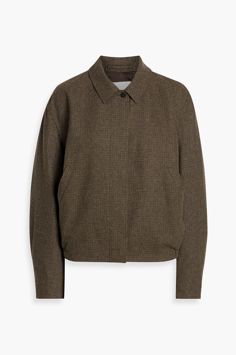 Le 17 Septembre Houndstooth Wool-blend Jacket In Green