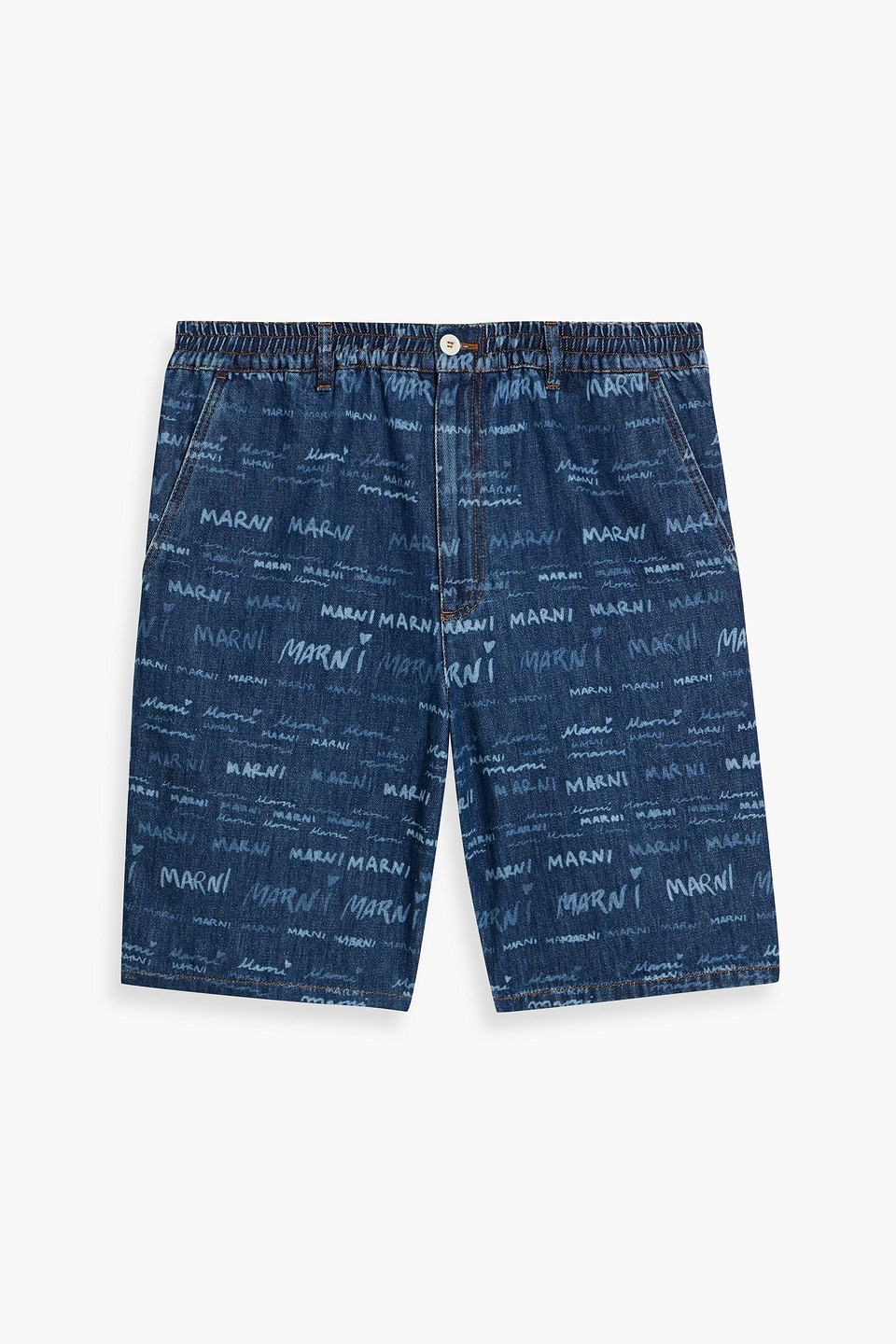 marni - logo-print denim shorts - blue - 28