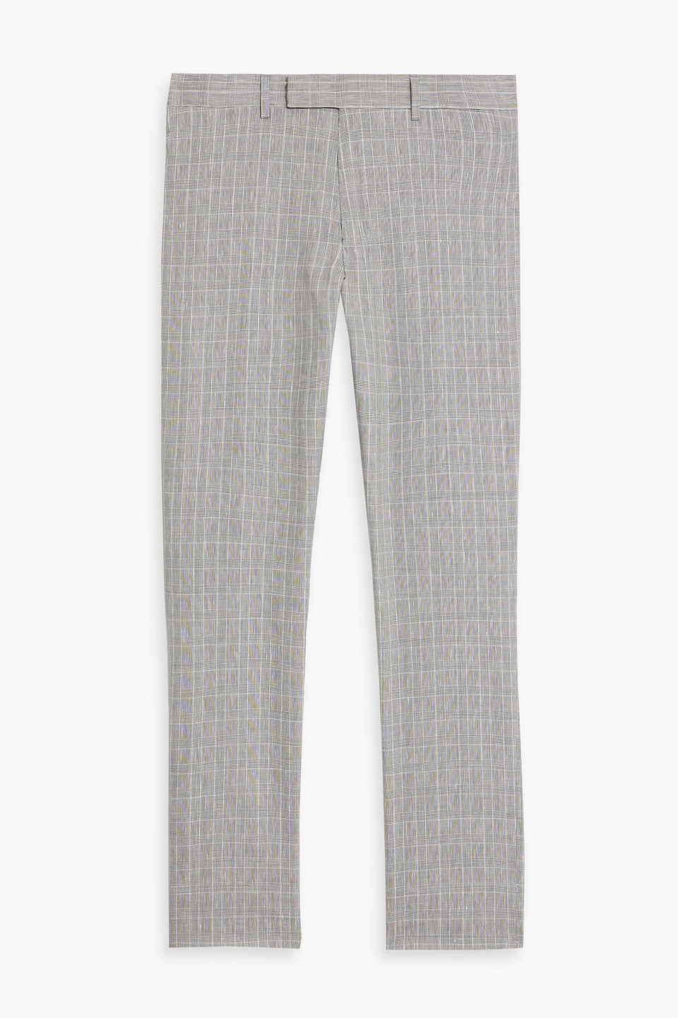 dunhill - slim-fit prince of wales checked wool, linen and silk-blend pants - gray - it 52