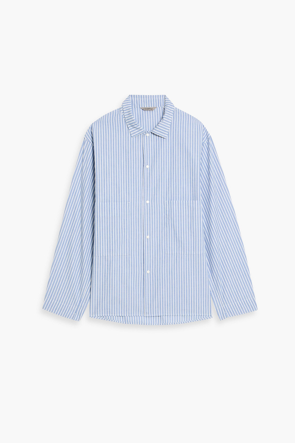 nanamíca - nanamica striped cotton-blend oxford shirt - blue - s