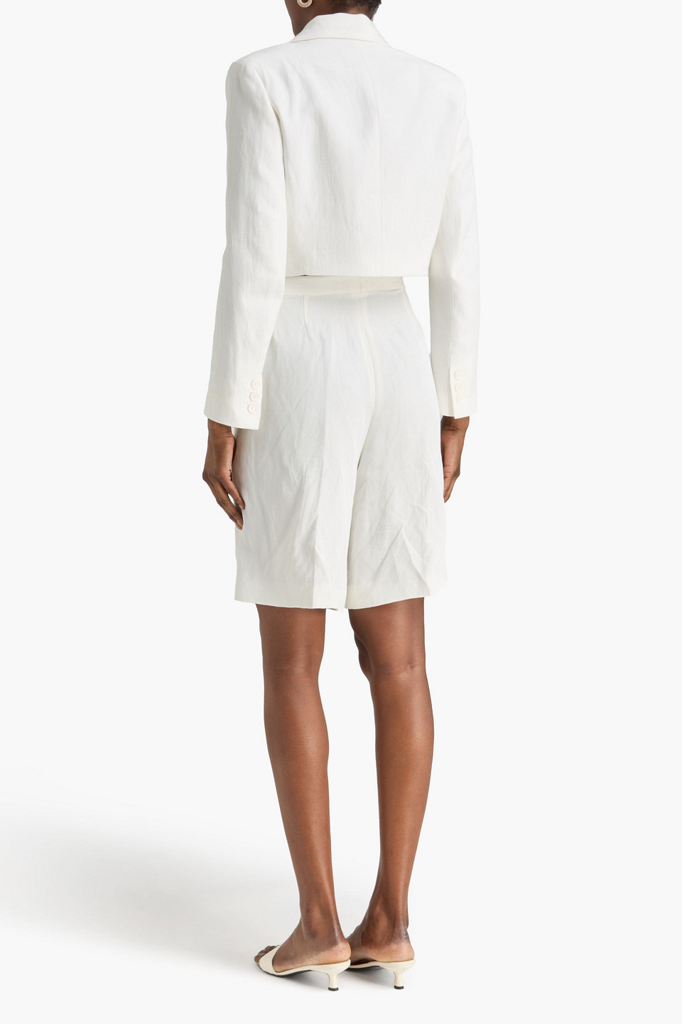  Maje - Cropped Woven Blazer - White - Fr 36 