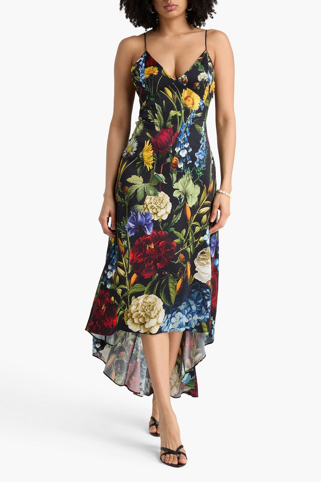 alice and olivia satin dress HARMONY DRAPEY SLIP MIDI DRESS in OFF WHITE