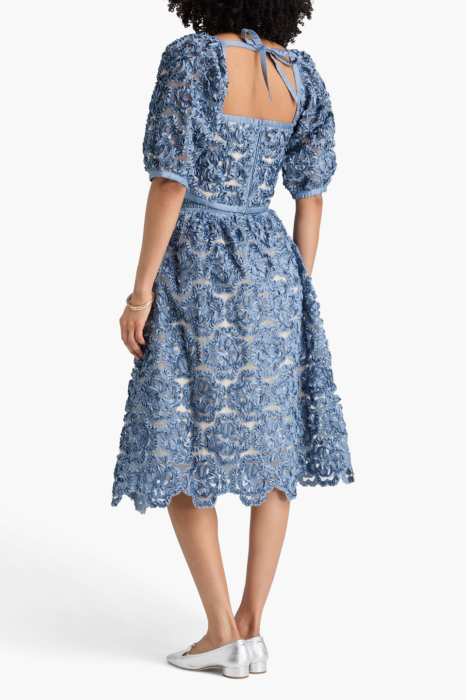  Maje - Embroidered Organza Midi Skirt - Blue - Fr 34 