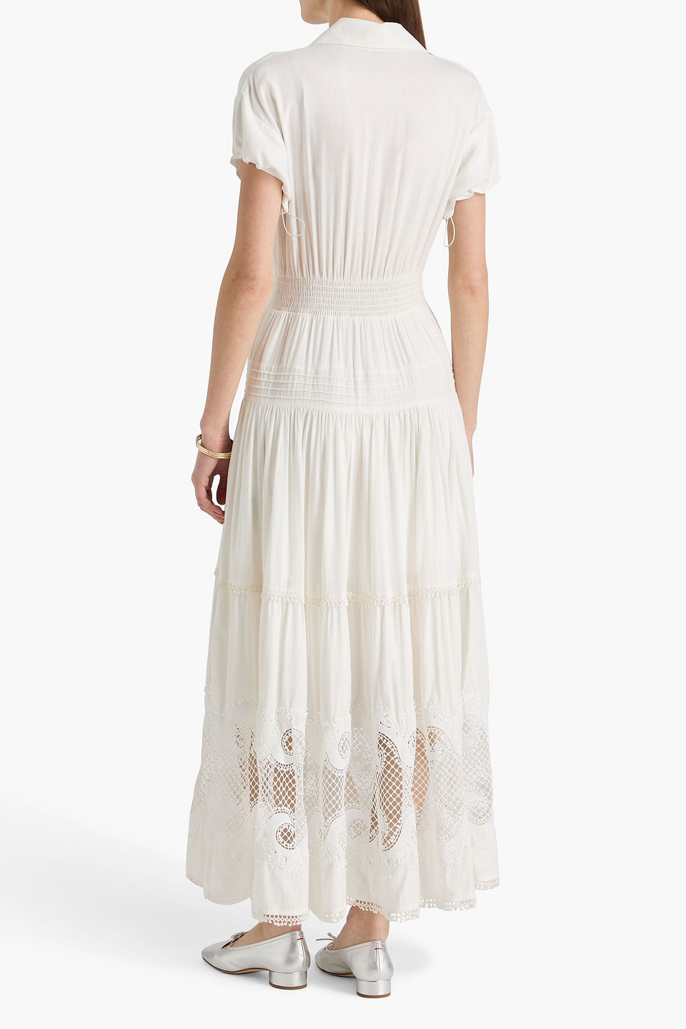  Maje - Maxikleid Aus Webstoff Mit Flammgarneffekt - Weiß - Fr 34 