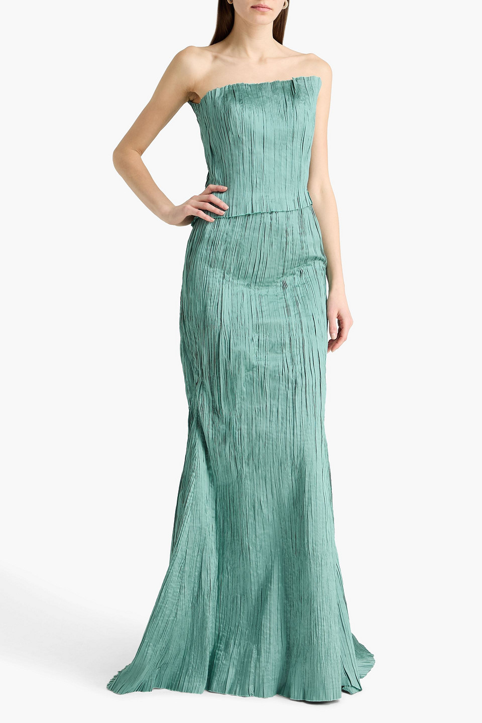  Marmar Halim - Plissé-taffeta Maxi Skirt - Green - Fr 36 