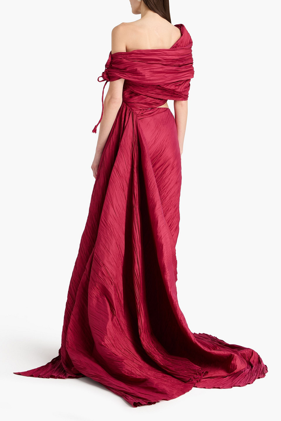  Marmar Halim - Plissierte Robe Aus Crêpe Mit Asymmetrischer Schulterpartie Und Cut-outs - Rot - Fr 36 