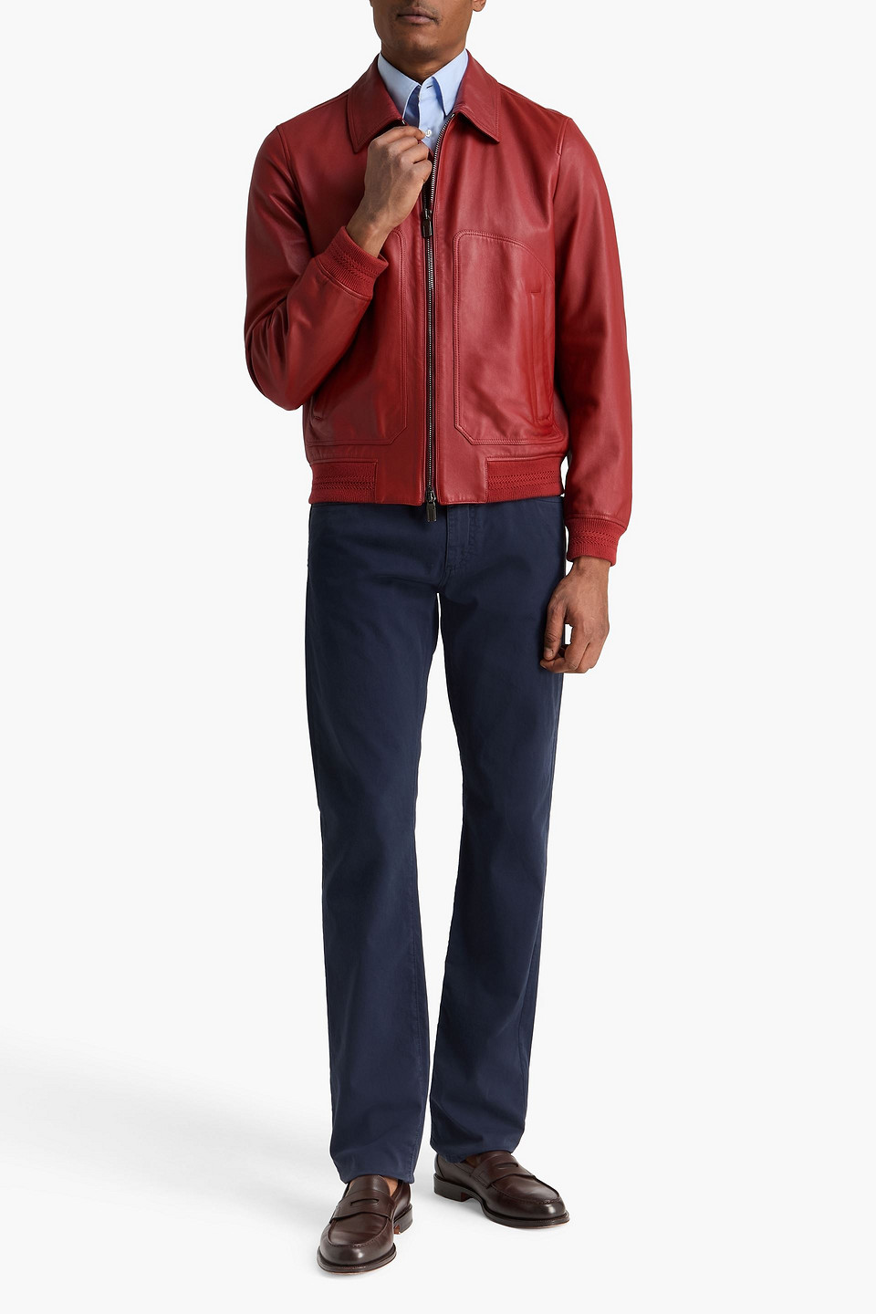  Canali - Leather Jacket - Red - It 50 