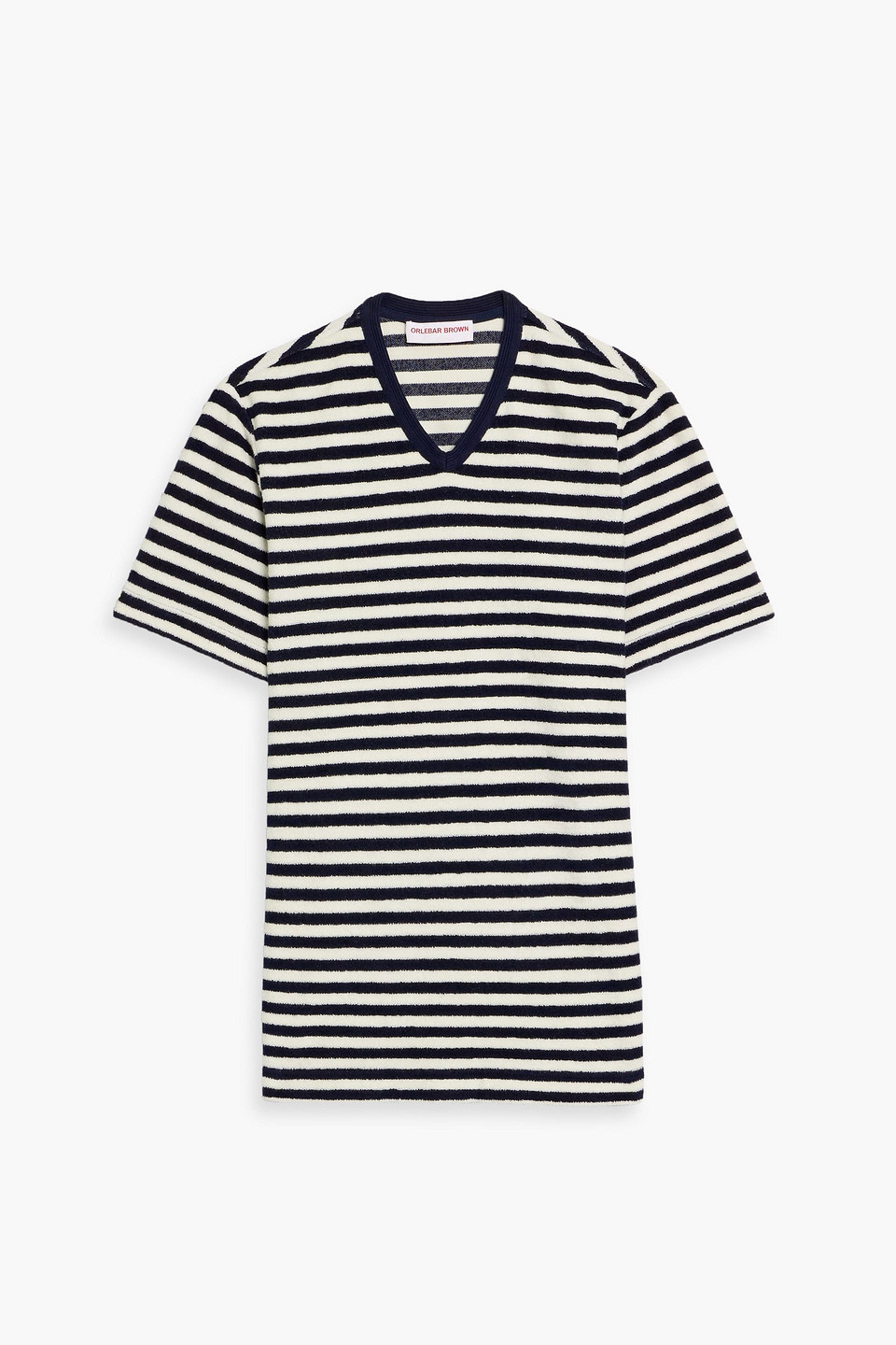 orlebar brown - nicolas striped cotton-terry t-shirt - black - s