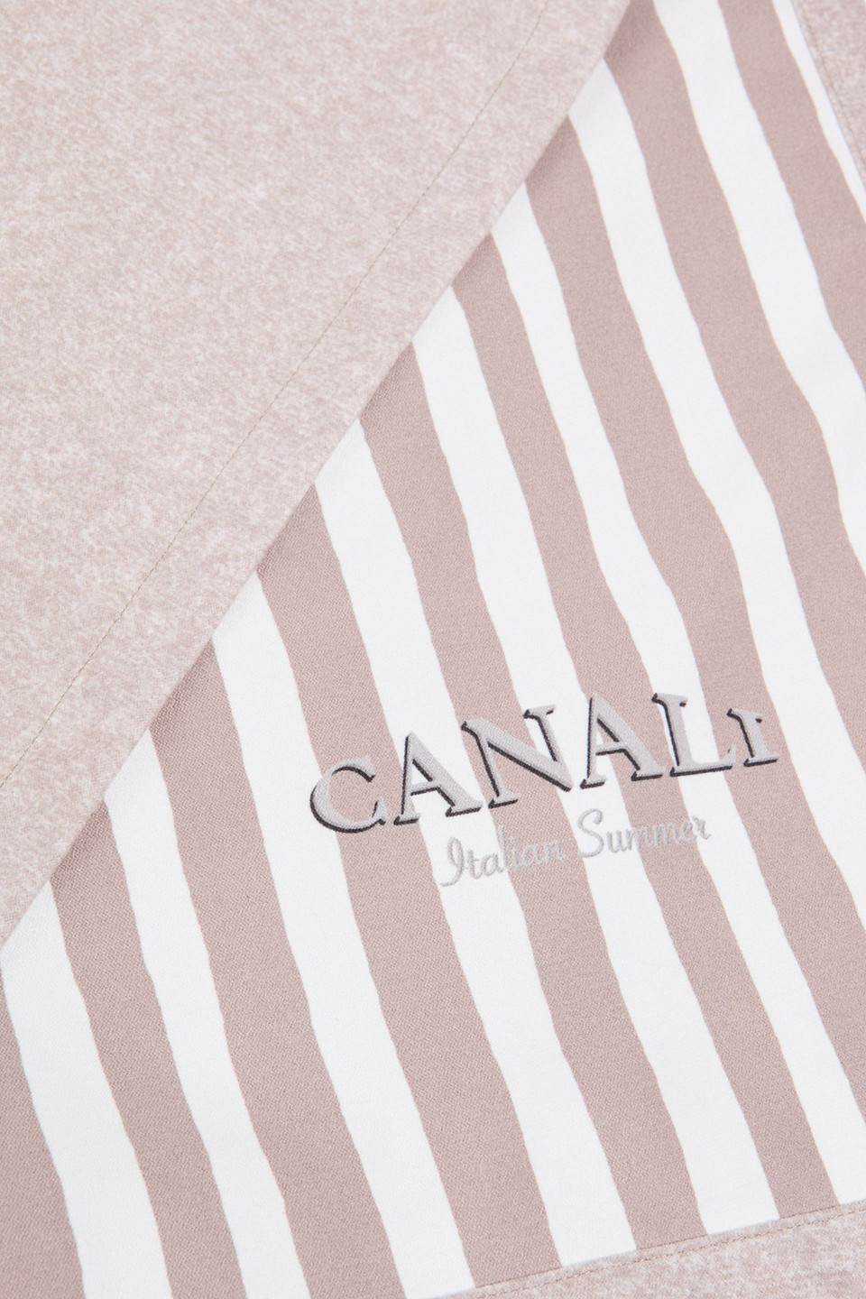  Canali - Striped Woven Beach Towel - Neutral - Onesize 