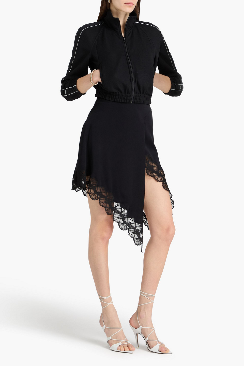  Alexanderwang.t - Cropped Jacke Aus Mesh - Schwarz - Xxs 
