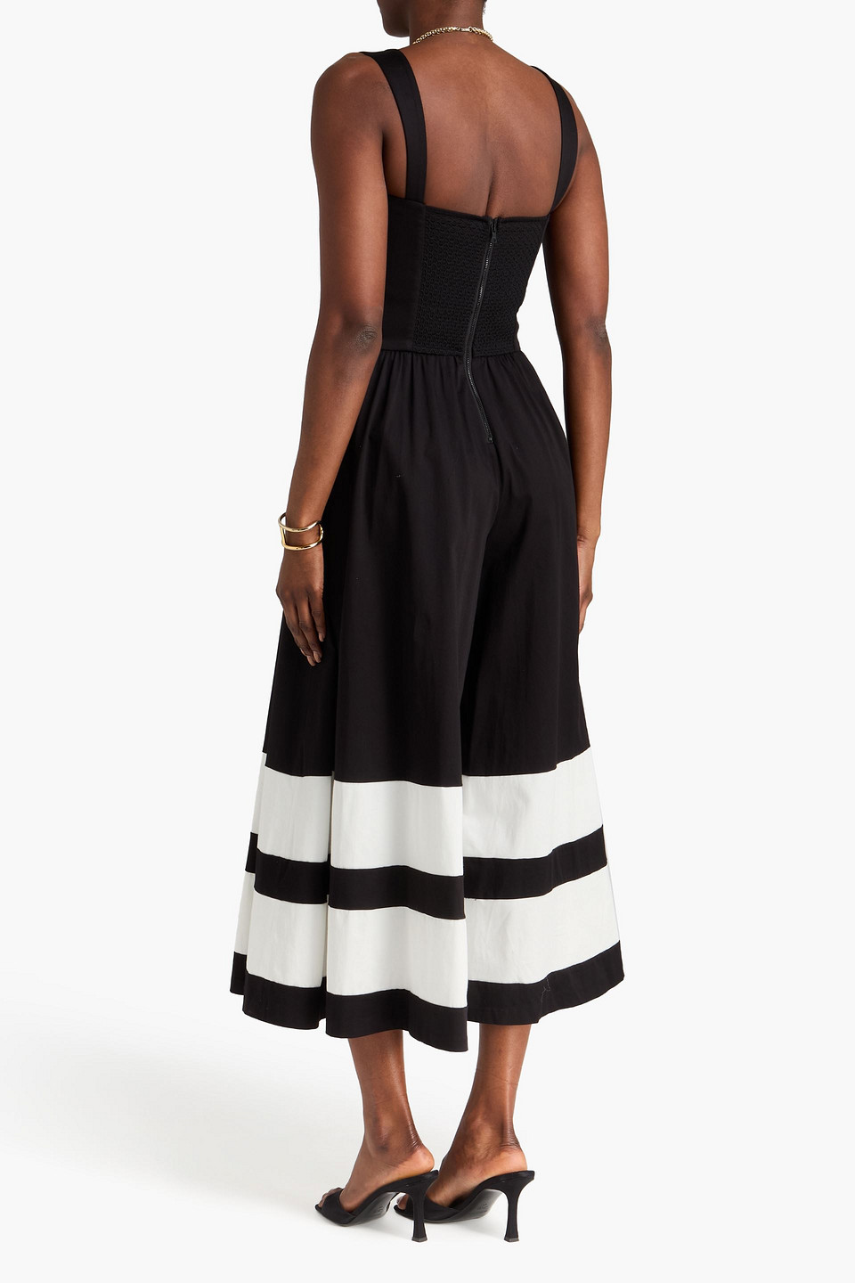  Alice Olivia - Jumpsuit „belden“ Aus Popeline Aus Einer Baumwollmischung Mit Weitem Bein Und Streifen - Schwarz - Us 0 