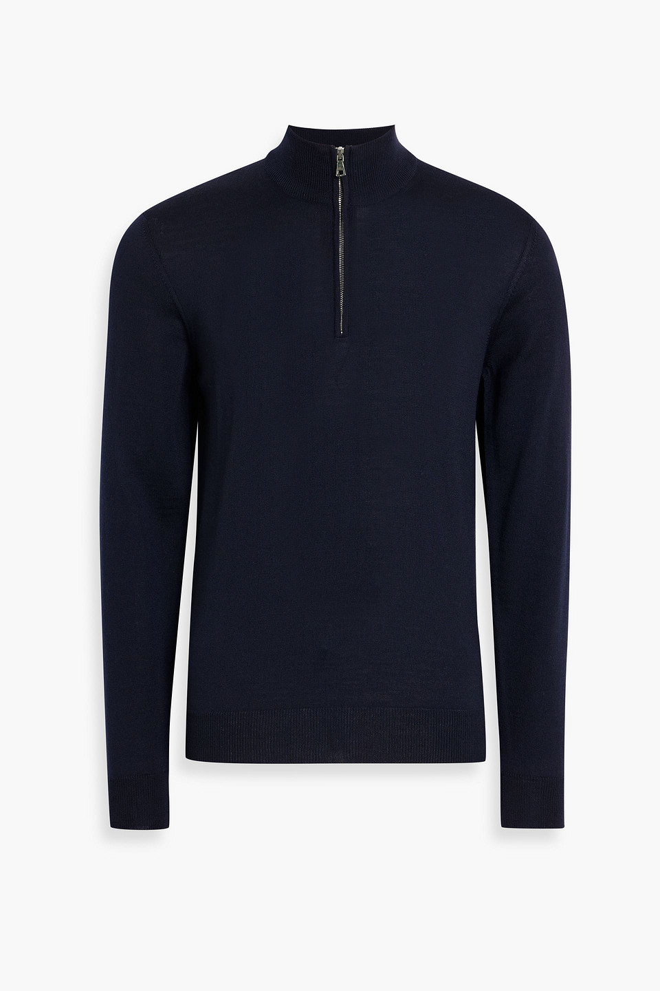 Orlebar Brown Neilson Merino Wool Half-zip Sweater In Black