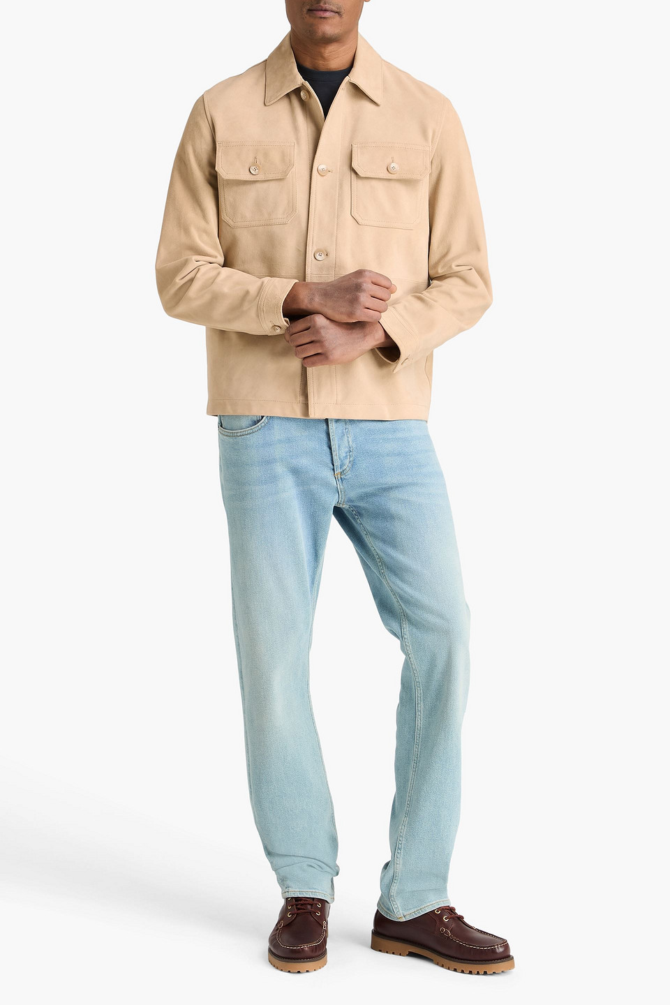  Frescobol Carioca - Overshirt „ravi“ Aus Veloursleder - Neutral - S 