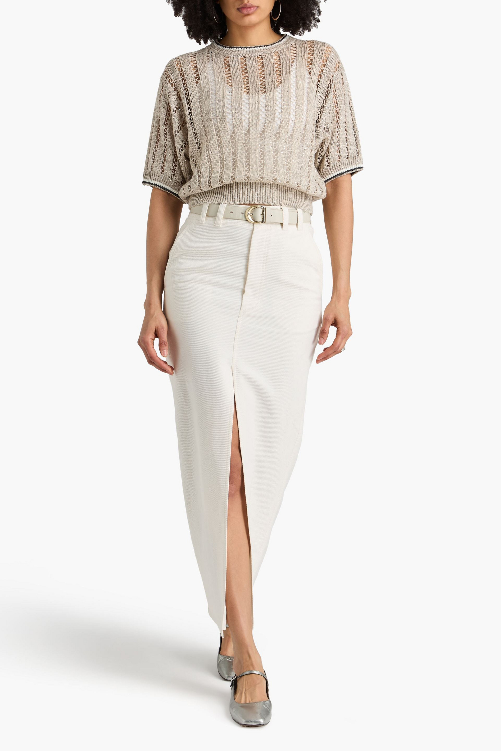 Brunello Cucinelli Cotton and linen-blend drill maxi skirt