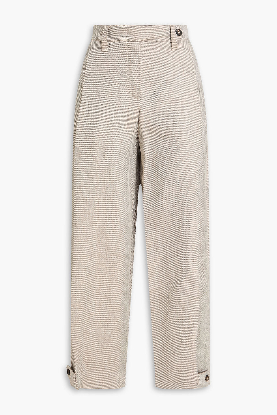 Brunello Cucinelli Linen-twill Tapered Pants In Brown