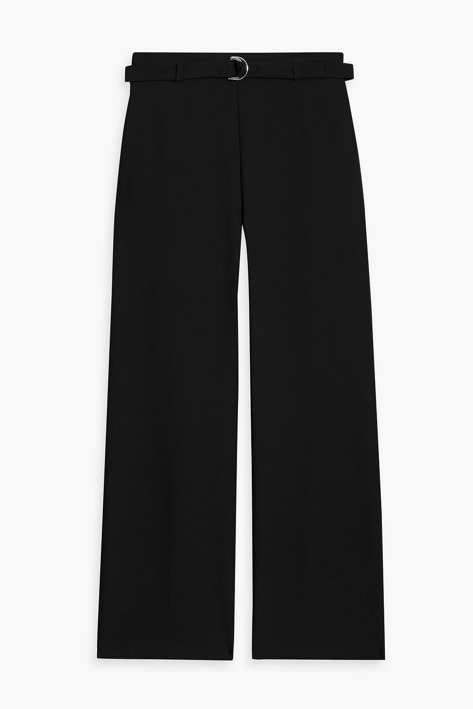 Maje Belted Crepe Wide-leg Pants In Black