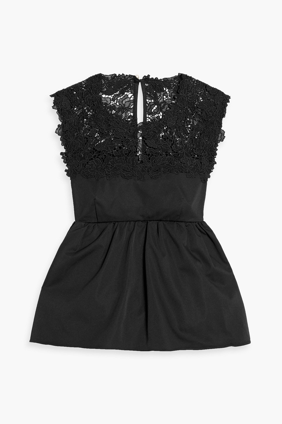 Kika Vargas Ivonne Guipure Lace And Poplin Top In Black