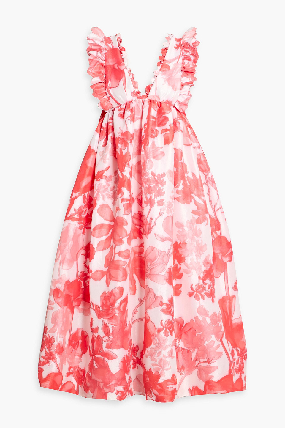 Kika Vargas Tatiana Ruffled Floral-print Taffeta Maxi Dress In Multi