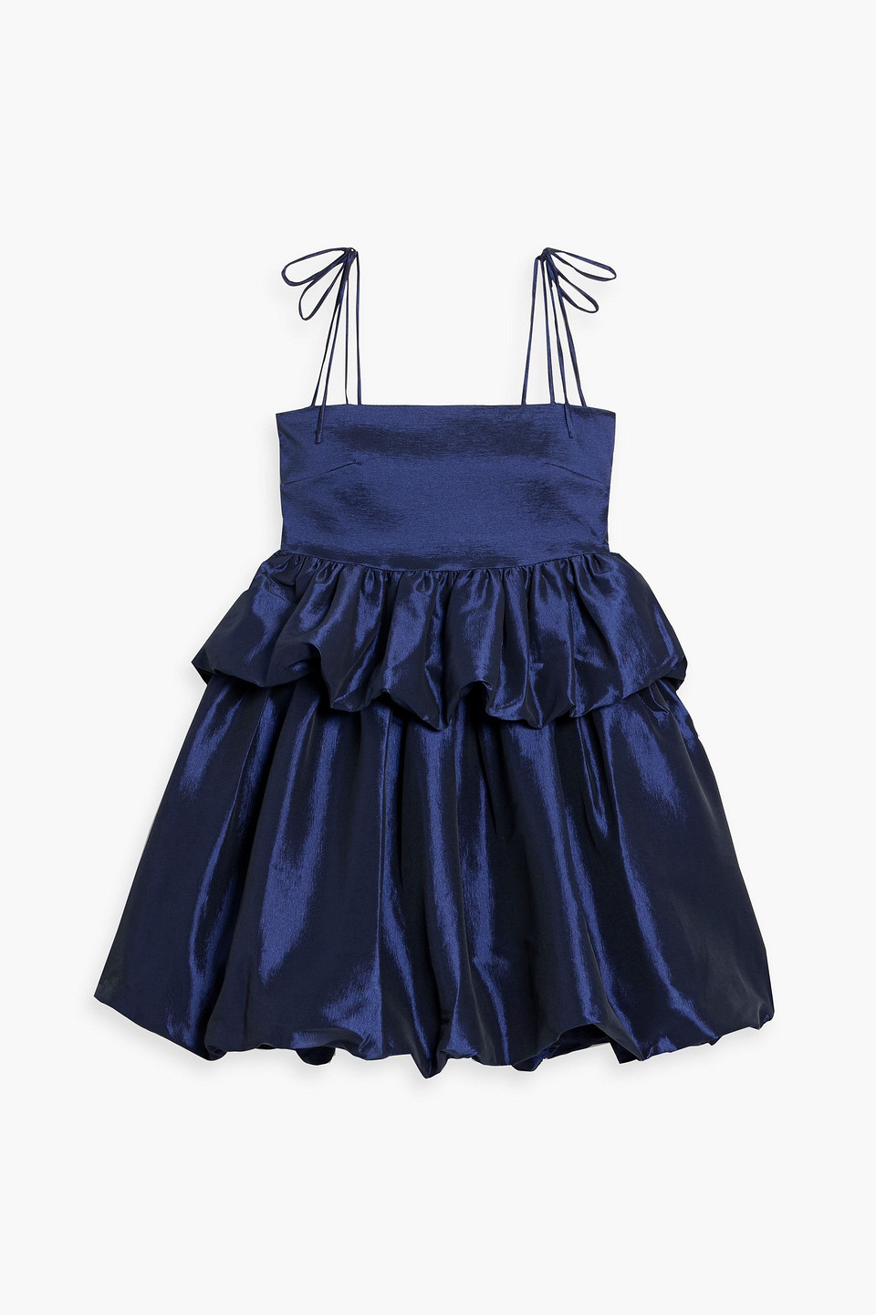 Kika Vargas Serena Tiered Taffeta Mini Dress In Blue