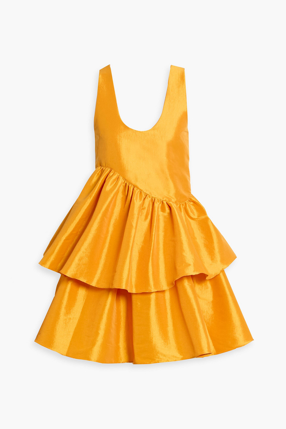 Kika Vargas Valeria Tiered Taffeta Mini Dress In Orange