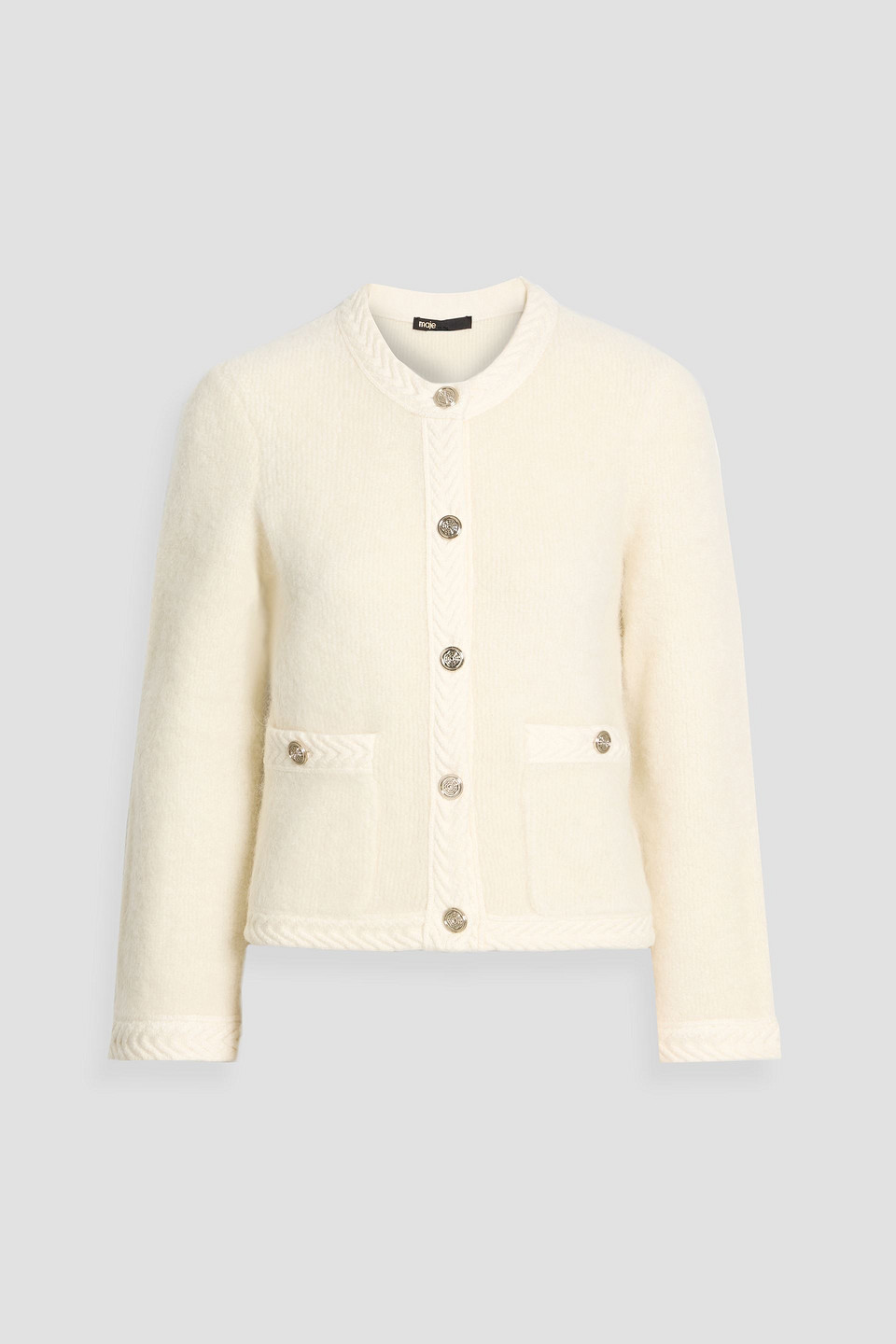 Maje Bouclé-knit Alpaca And Wool-blend Cardigan In Neutral