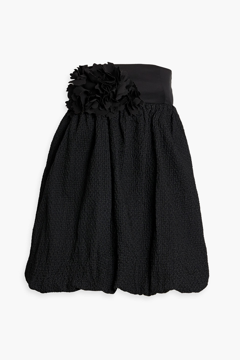 Kika Vargas Haidar Strapless Appliquéd Cotton-poplin Mini Dress In Black