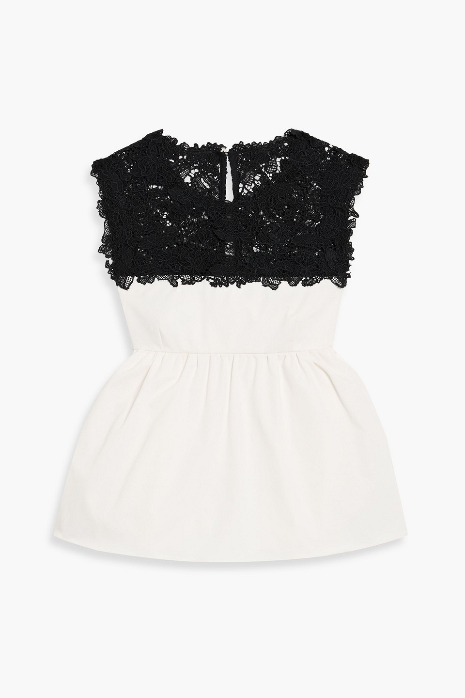 Kika Vargas Ivonne Guipure Lace And Poplin Top In Black