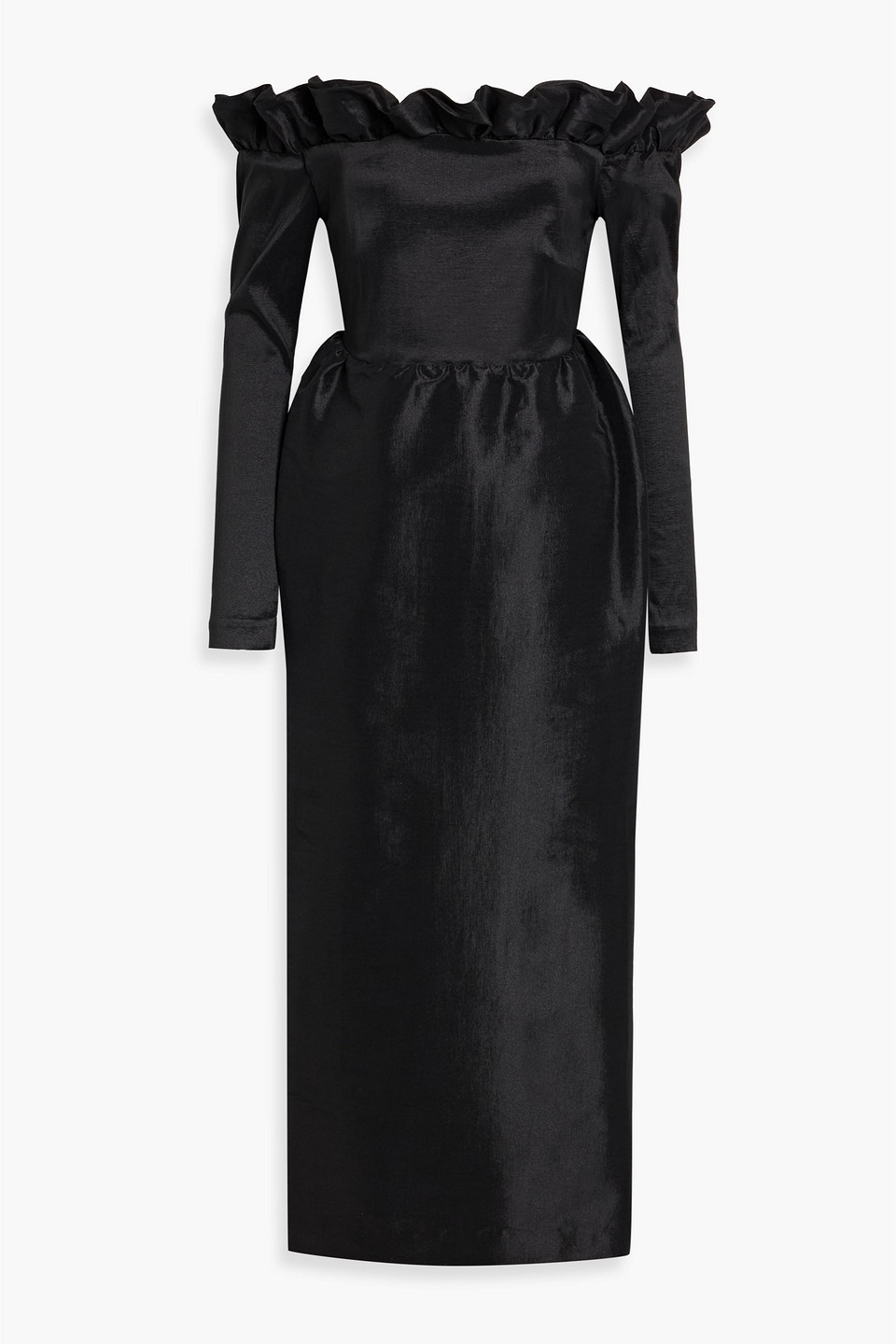 Kika Vargas Enya Off-the-shoulder Taffeta Maxi Dress In Black
