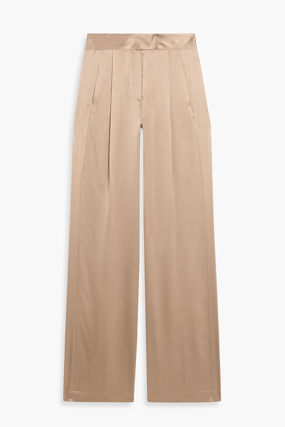 Michelle Mason Silk-satin Wide-leg Pants In Brown