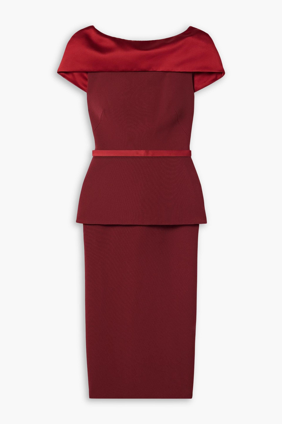 Safiyaa Rella Satin-trimmed Crepe Midi Dress In Burgundy