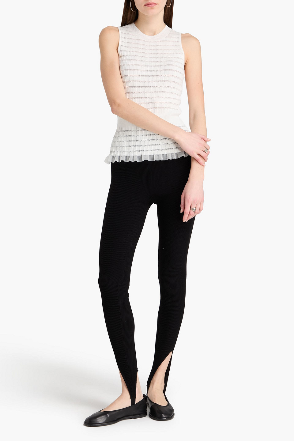  3.1 Phillip Lim - Tanktop Aus Rippstrick Mit Rüschen - Weiß - Xs 