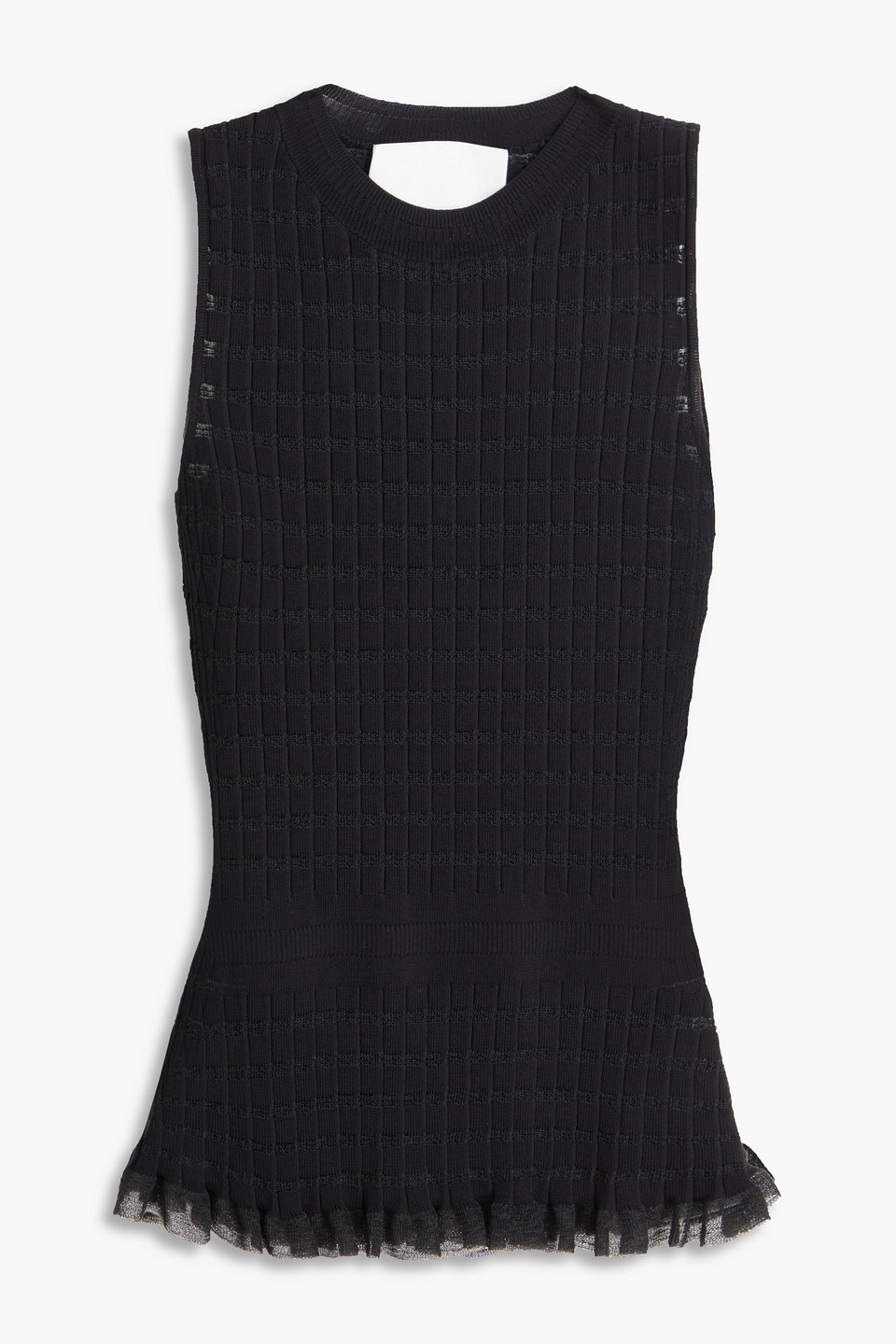 3.1 Phillip Lim Ruffled Ribbed-knit Tank In Black
