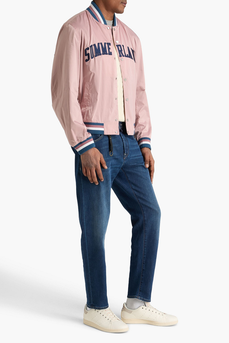  Nahmias - Embroidered Shell Bomber Jacket - Pink - S 