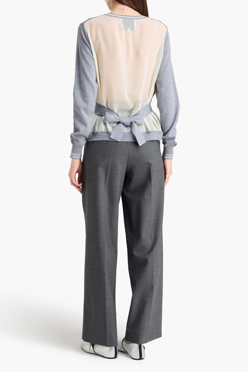  3.1 Phillip Lim - Oberteil Aus Wolle Mit Chiffon-einsätzen - Grau - Xs 