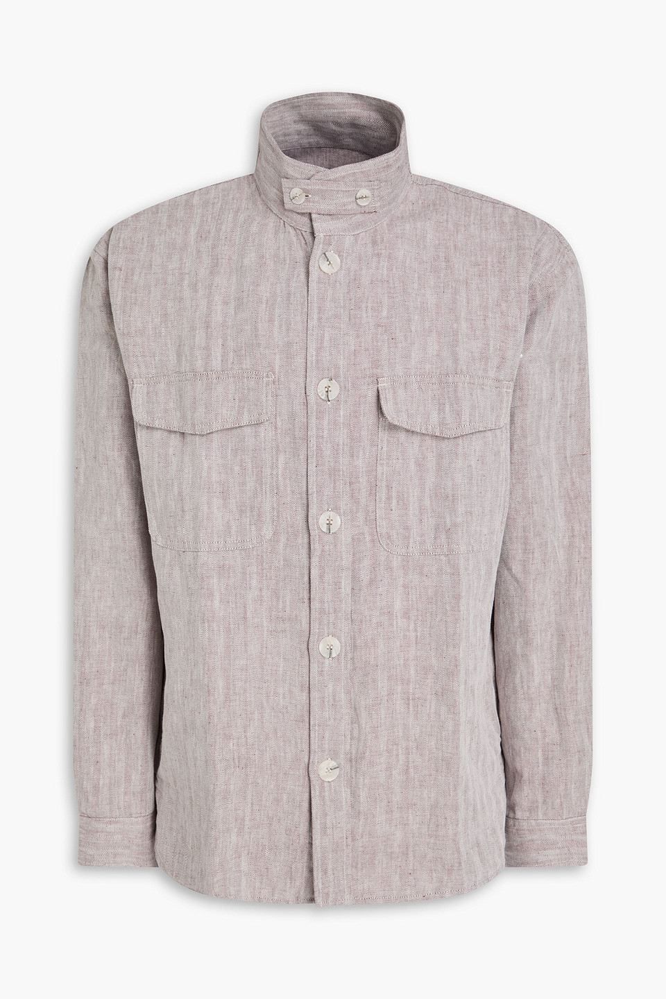 frescobol carioca - nuno herringbone cotton and linen-blend overshirt - brown - m