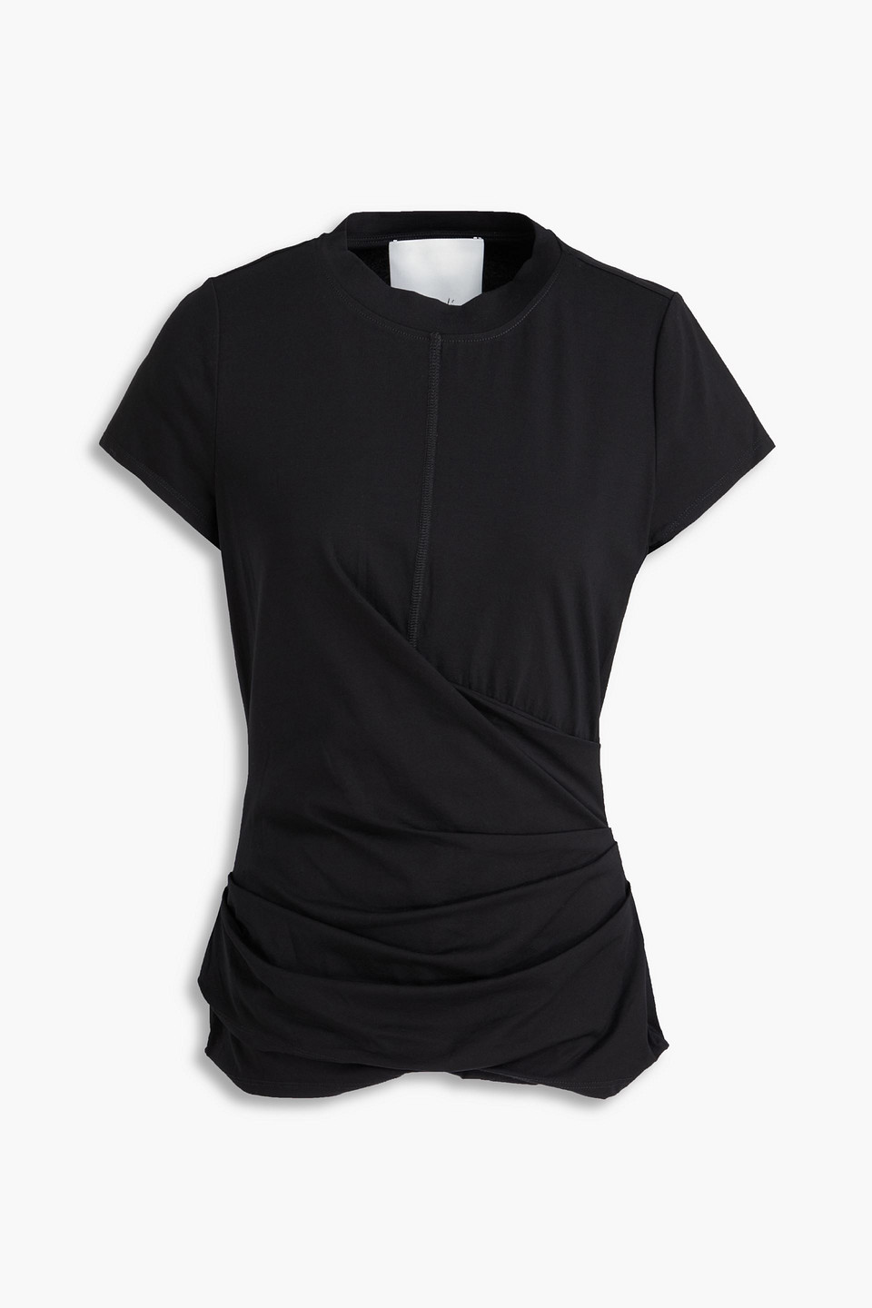 3.1 Phillip Lim Draped Stretch-cotton Jersey T-shirt In Black