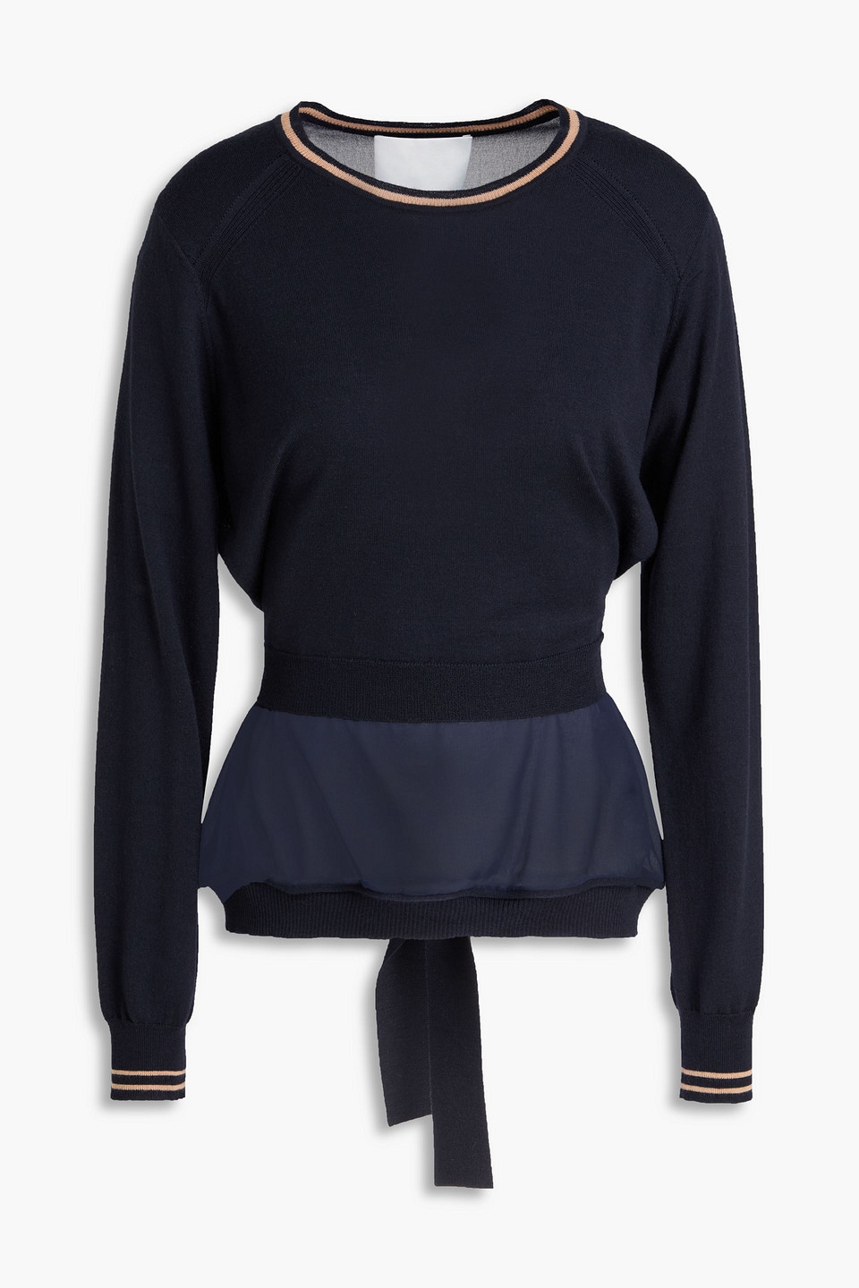3.1 Phillip Lim Chiffon-paneled Wool Top In Blue