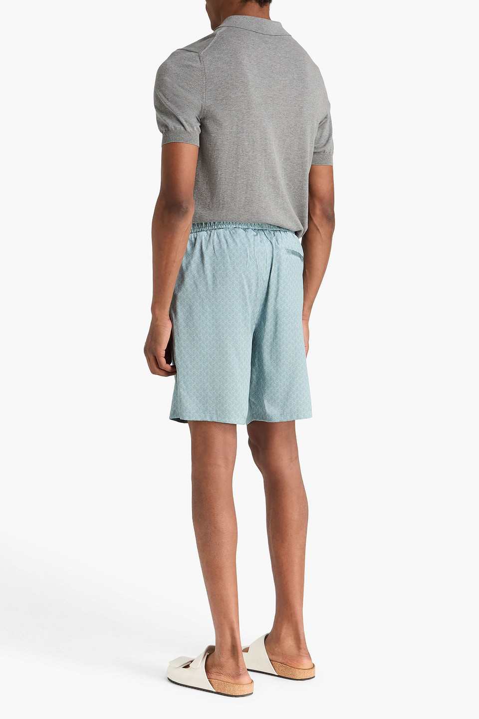 Frescobol Carioca - Shorts „palma“ Aus Satin Aus Einer Seidenmischung Mit Tunnelzug Und Print - Blau - S 