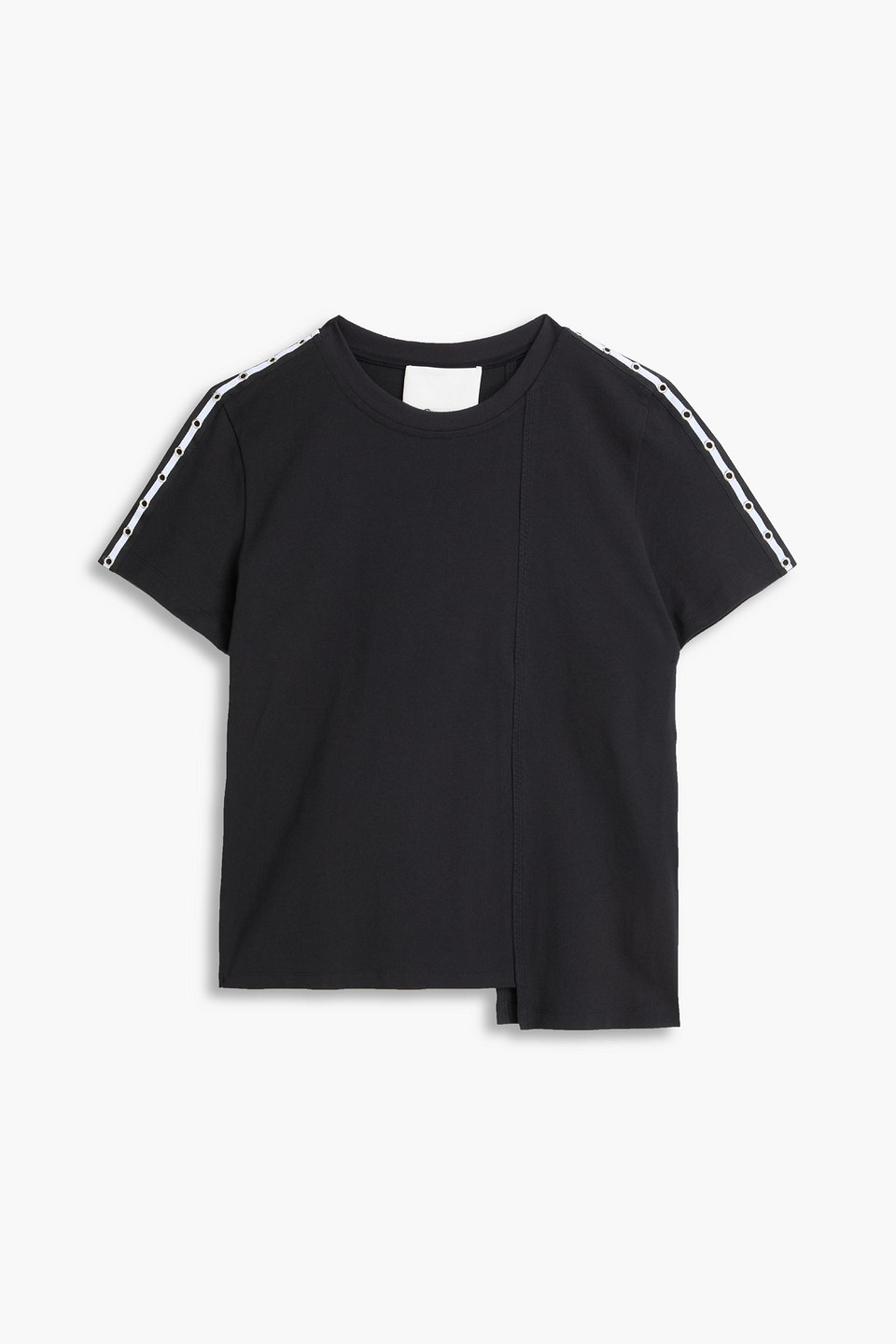 3.1 Phillip Lim Asymmetric Eyelet-embellished Cotton-jersey T-shirt In Black