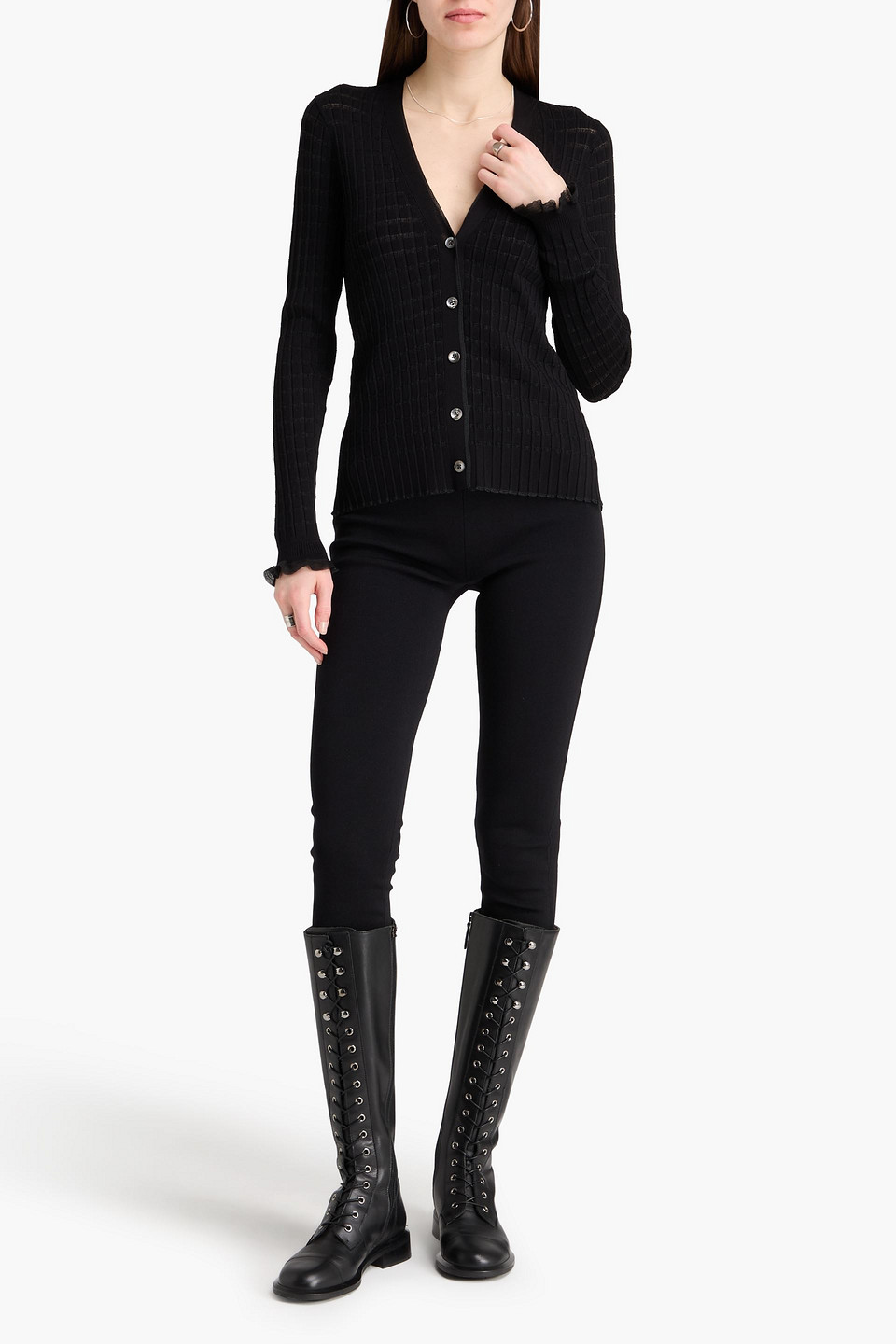  3.1 Phillip Lim - Cardigan Aus Rippstrick - Schwarz - Xs 