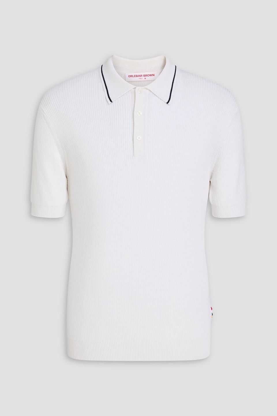 orlebar brown - maranon ribbed merino wool polo shirt - white - s