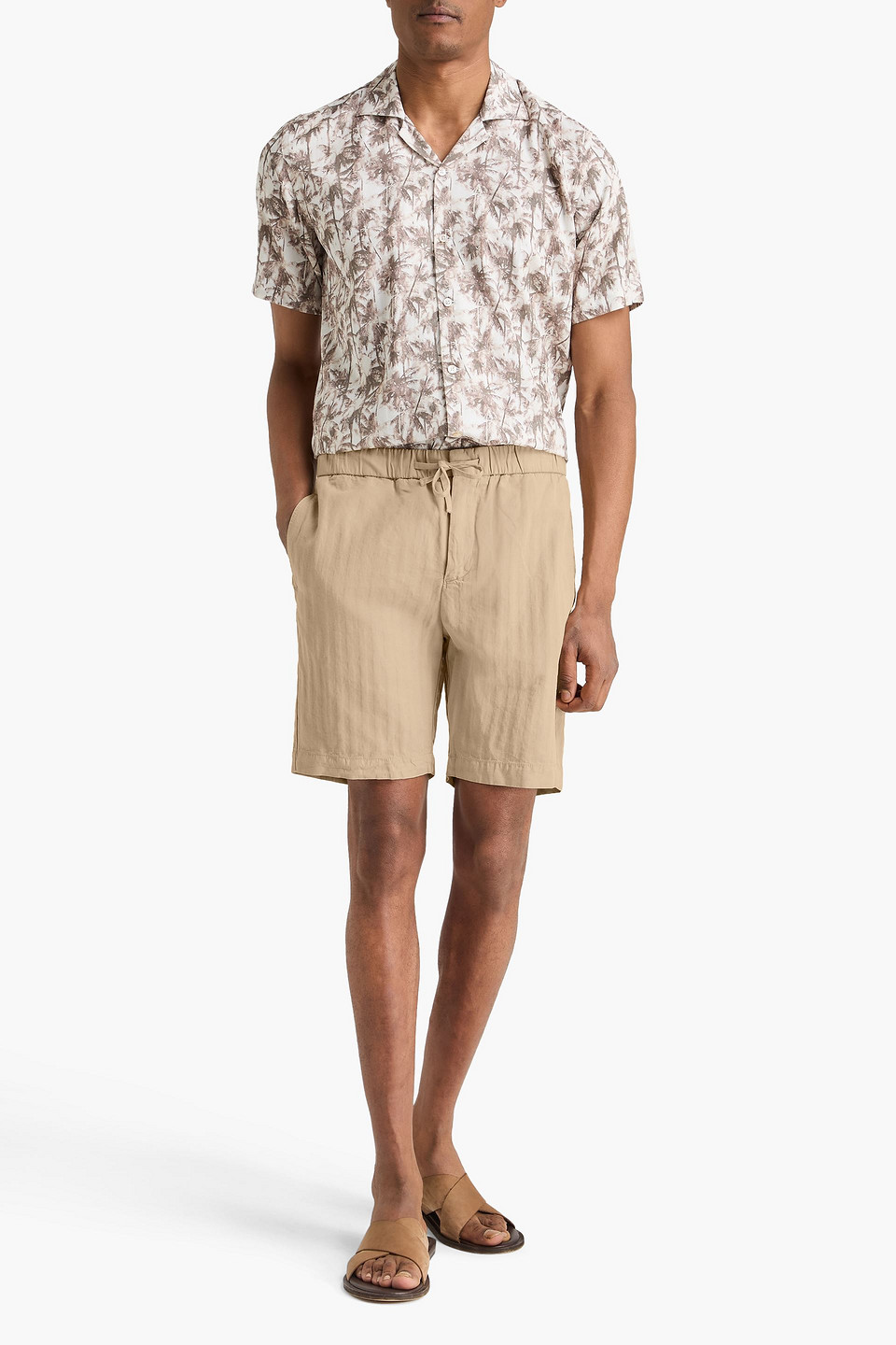  Frescobol Carioca - Shorts „felipe“ Aus Einer Lyocell-, Leinen-baumwollmischung Mit Fischgratmuster - Neutral - 28 