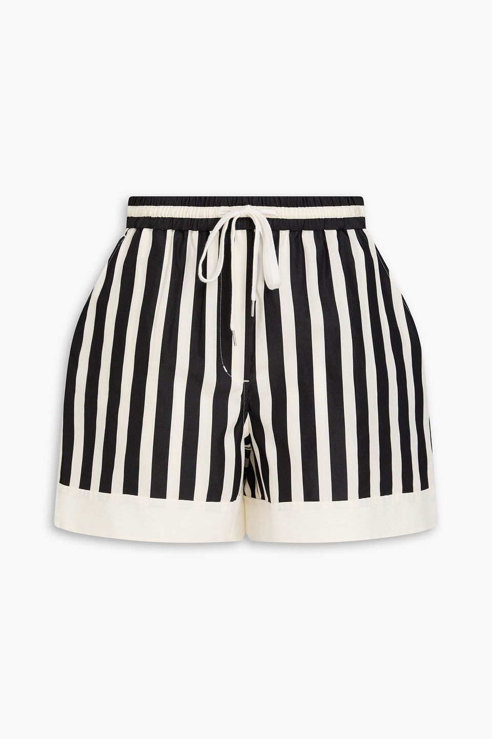3.1 Phillip Lim Striped Cotton And Silk-blend Shorts In Black